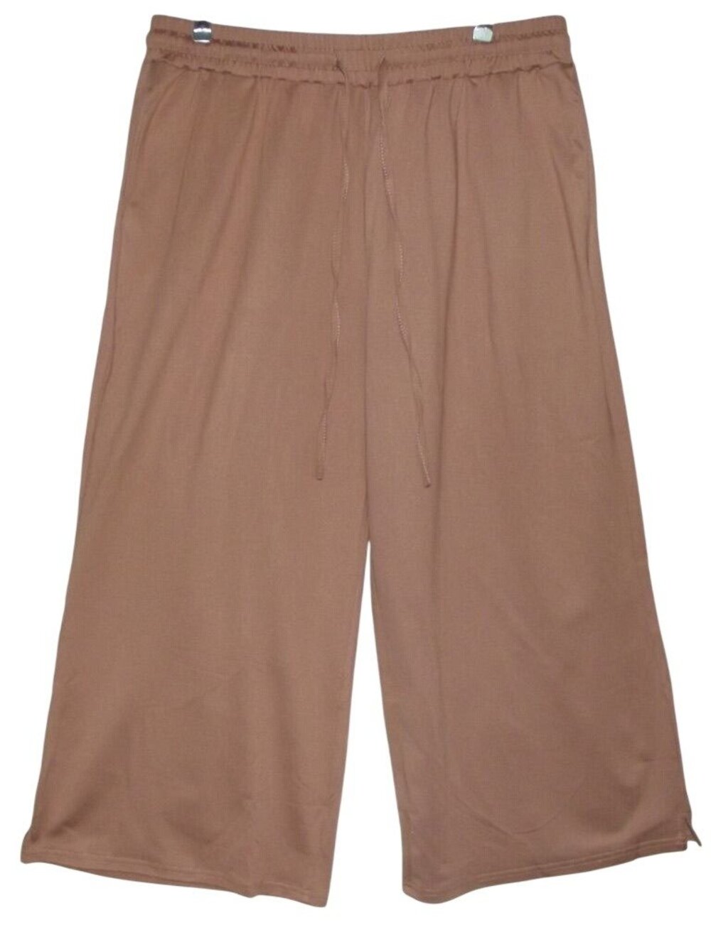 BATHRINS Capri Pants Womens XL Dusty Rose Wide Leg Drawstring Lounge Pockets